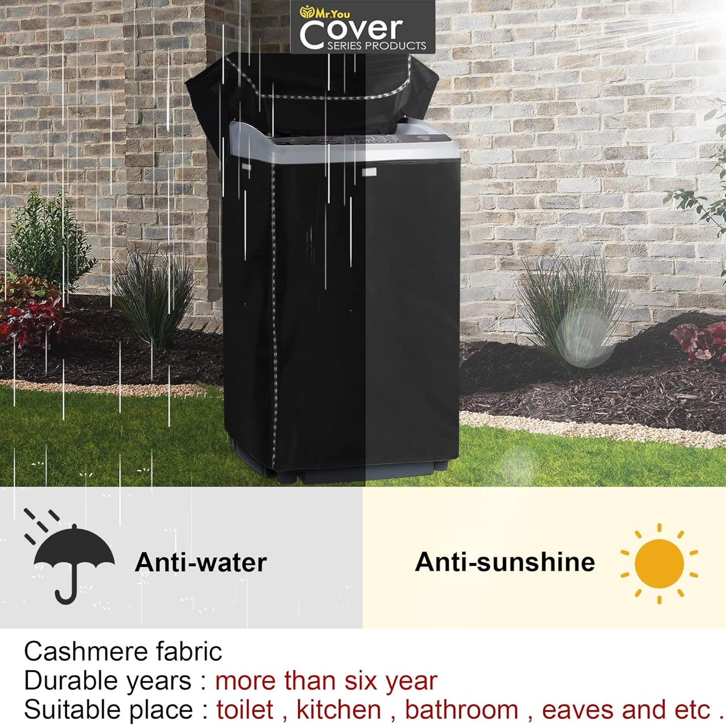 Portable Washing Machine Cover, Top Load Washer Dryer Cover, Waterproof Full-Automatic/Wheel Cover (22"22"35")