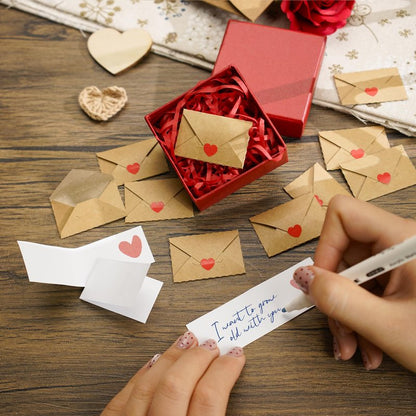 15 Blank Note Cards and Envelopes - Mini Envelopes with Blank Cards, Tiny Valentines Day Card, Little Love Notes for Him, Her, Wife, Husband - Cute Birthday, Valentine Gifts for Girlfriend Boyfriend