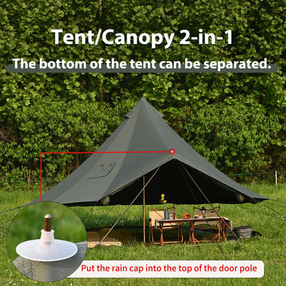 WaldZimmer Canvas Bell Tent 16.4ft Green with Stove Jack and Zipped Removable Floor, Luxury Outdoor Glamping Yurt Cotton Tent for Family Truck Car Camping Hunting Party
