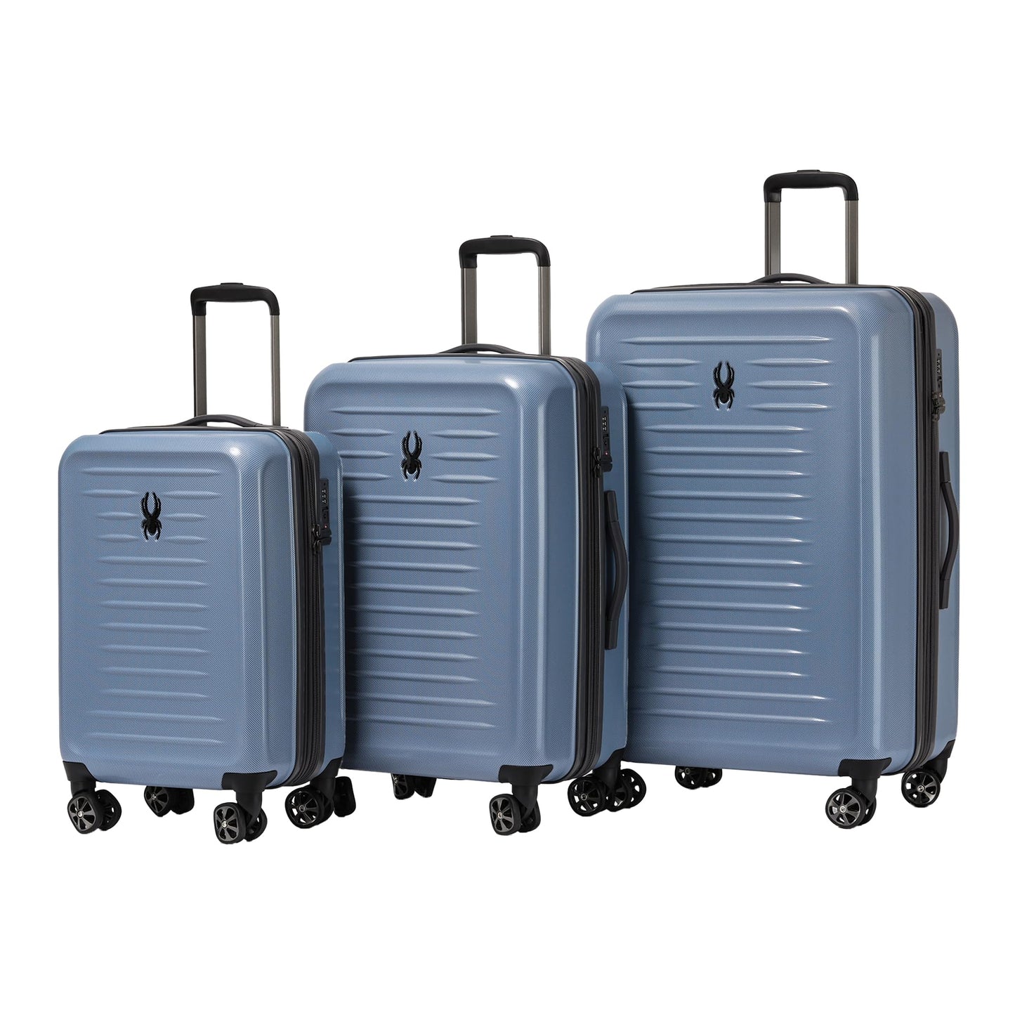 Spyder Rails Expandable Hardside Upright Suitcase with 360° Spinner Wheels, TSA Approved Lock (Denim, 3-Piece Set)