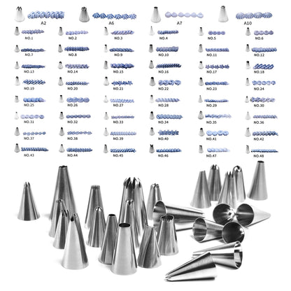 FIVETASCake Decorating kit for Beginners-52 Numbered Icing Tips with Pattern Chart,2 Flower Nails and 1 Coupler.Piping Tips Set with storage box.