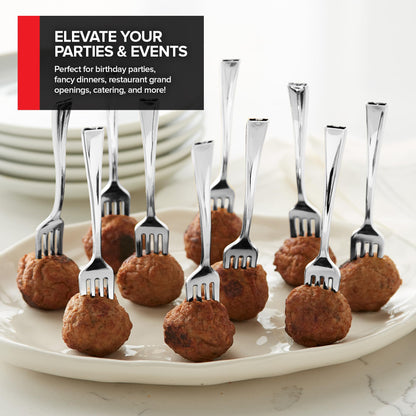 160 Pack Silver Plastic Mini Spoons and Forks (4 Inch) – 80 Disposable Tasting Spoons & 80 Appetizer Forks, Mini Utensils for Desserts, Food Samples, Appetizers & Charcuterie Boards