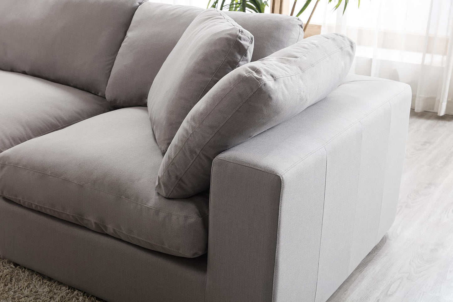 Roundhill Furniture Rivas Contemporary Feather Fill 4-Piece Modular Sectional Sofa, Graphite
