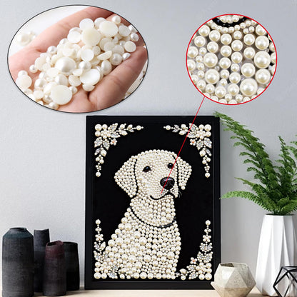 Stalente Pearl Diamond Painting Kits for Adults Dog, 5D Special Shape Diamond Art Kits for Beginners, Crystal Rhinestones Diamond Painting for Home Wall Decoration Gift 12×16inch, Animal