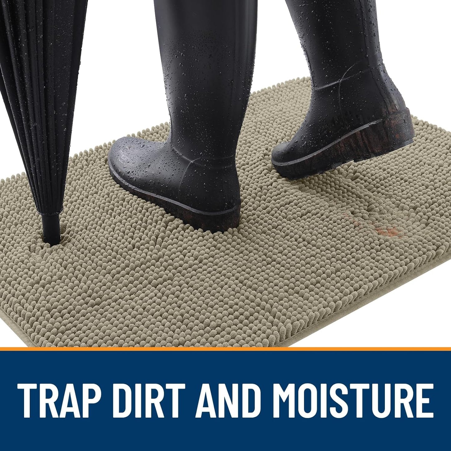 OLANLY Dog Door Mat - Absorbent Non-Slip Washable Doormat for Muddy Paws | 47x20 Warm Taupe