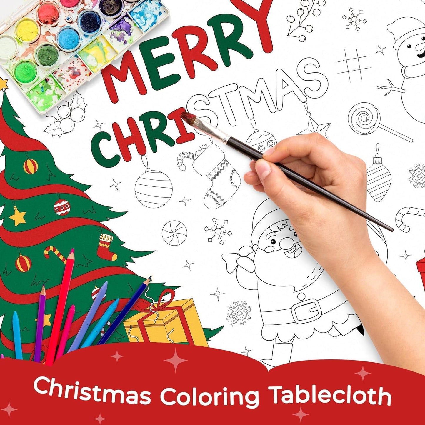 1 Pack Kids,30 72 Inch Childom Christmas Coloring Tablecloth for Kids,Christmas Crafts for x Disposable Paper Table