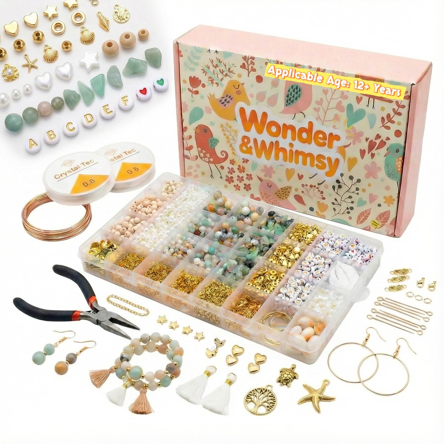Jewelry Making Kit for Adults, 1920+ Pcs Natural Stone Beads for Bracelets Making, Includes Amazonite, Pearls, Irregular Stones & Letter Beads, DIY Crystal Bracelet Making Kit with Tools & Storage Box