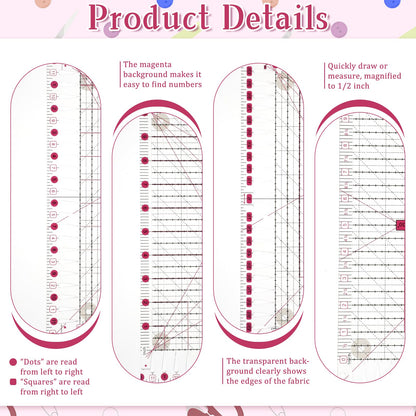 11.5" x 10.5" Quilting Ruler for Precise Fabric Cutting, Slotted Sewing Quilt Strip Rulers, Square Clear Mark Plastic Quilting Ruler, Crafts Template Rulers for Accurate Measurement and Easy Cutting