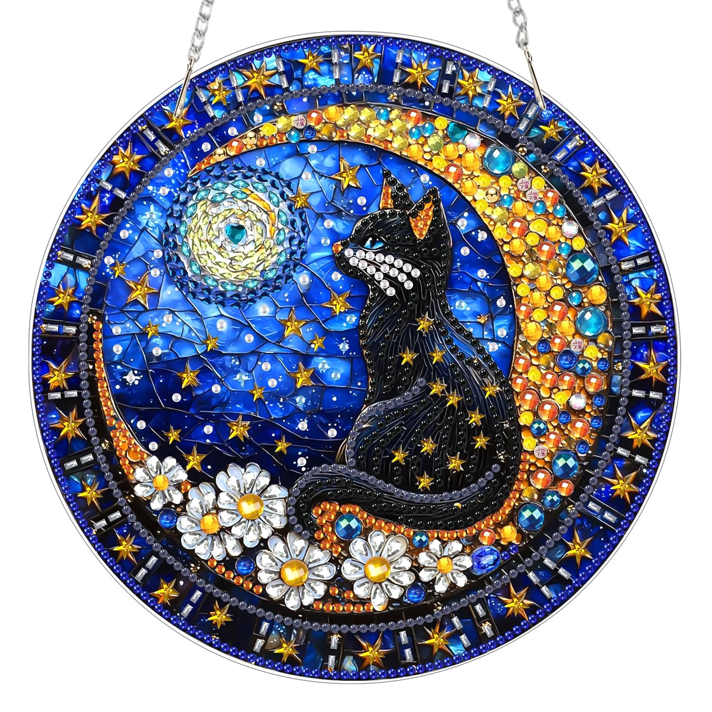 AIRDEA Hanging Diamond Painting Kits for Adults,Special Shaped Tabletop Diamond Art Kits for Beginner,Gem Art Desktop Decor (Balck Blue Golden)