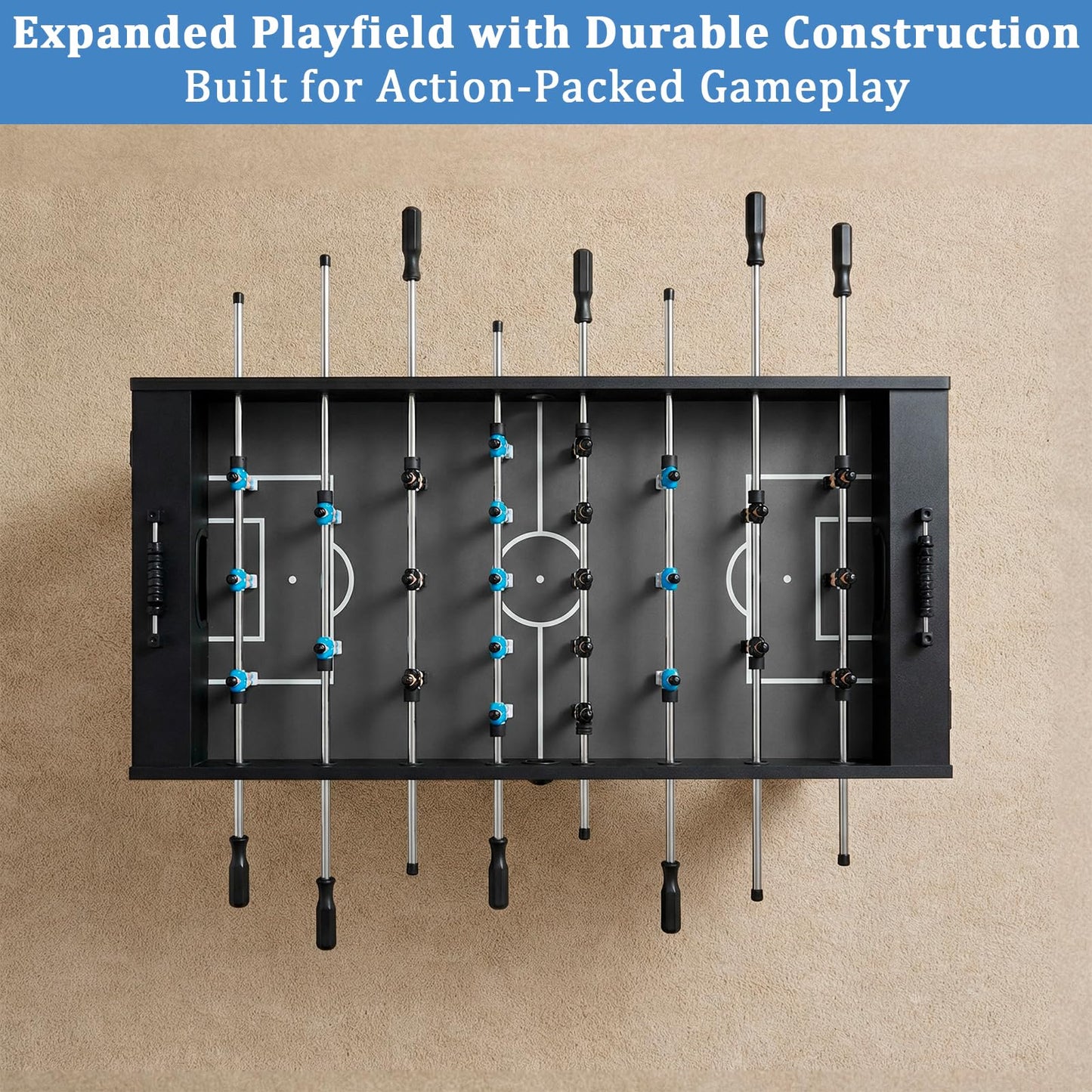 IKAYVOTO 54 Inch Full Size Regulation Foosball Table | Competition Sized Arcade Soccer Game Table for Home, Office or Game Room - Includes 4 Balls, 2 Cup Holders