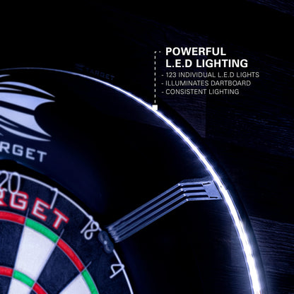 Target Darts Corona Vision Dartboard Lighting System, Black Frame | White LED Dart Board Surround Ring Light with Magnetic Feet | Shadow Eliminating Dartboard Light | Professional Darts Accessories