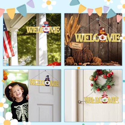 Yousoontic 15 Pcs Magnetic Diamond Art for Adults Interchangeable Gnome Seasonal Welcome Sign Gnome Door Hanger with Detachable Hat Hand DIY Rhinestone Painting Gift for Home Decoration
