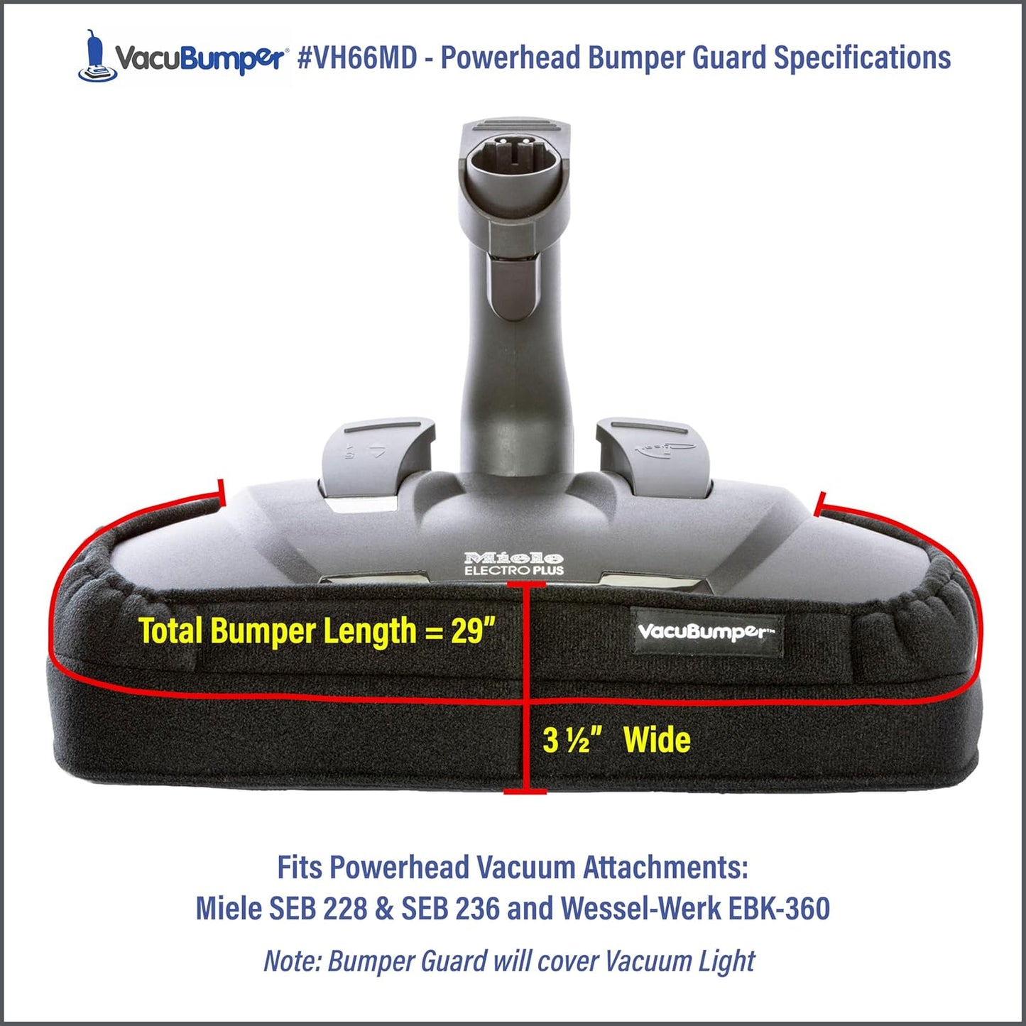 Powerhead Bumper Guard for Canister & Central Vacuums - Fits Miele SEB 228 & SEB 236, Wessel-Werk EBK 360