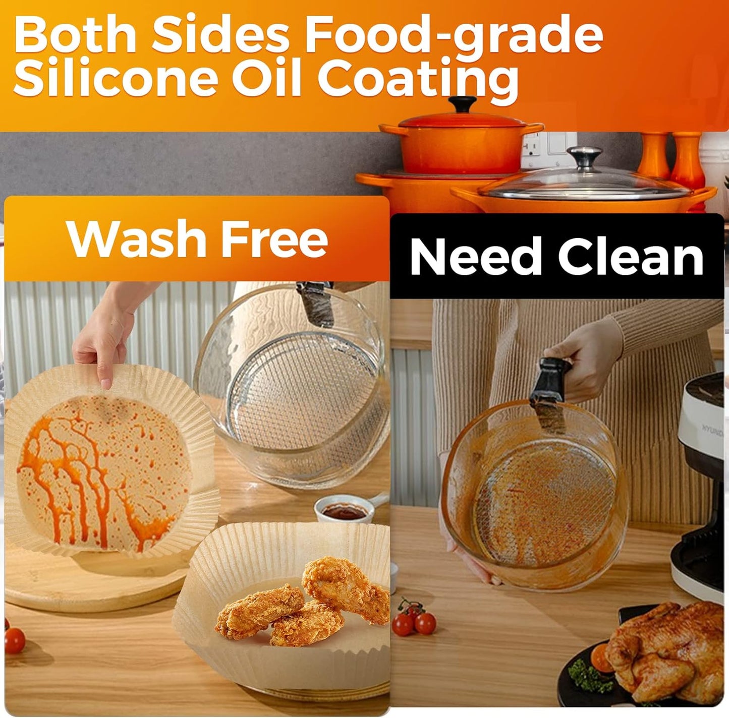 Vailnd Air Fryer Liners Disposable, 100Pcs 9 Inch Oil Proof Parchment Sheets for Air Fryer