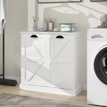Two Compartment Tilt Out Laundry Sorter Cabinet White