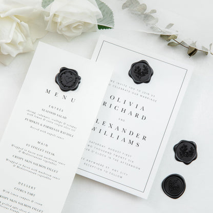 Uwilowe 60 Pcs Black Wax Seal Stickers Self-Adhesive Envelope Seals Stamp Stickers, Perfect for Wedding Invitations Seating Chart Christmas Gift Wrapping 3 Designs in 1 Pack