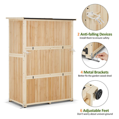 Macrout Outdoor Storage Cabinet, Wooden Storage Shed with Lock, Outside Garden Tool Shed with 2 Doors for Patio Yard Lawn, 1933 (Large)