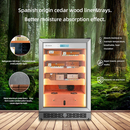 ZIEUN Upgrade 84L Electric Cigar Humidor Temperature & Humidity Control,Built-in Humidification System with Spanish Cedar Wood Shelves, Holds 800 Cigars with LED