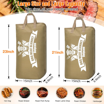 Upgraded Insulated BBQ Blanket for Resting Meat-BBQ Smoker Accessories Gifts for Men Dad Husband-Air Fryer/Kitchen/Camping/Baking/Party Essential-Bag for Brisket/Steak/Pork Shoulder/Turkey (21inch)