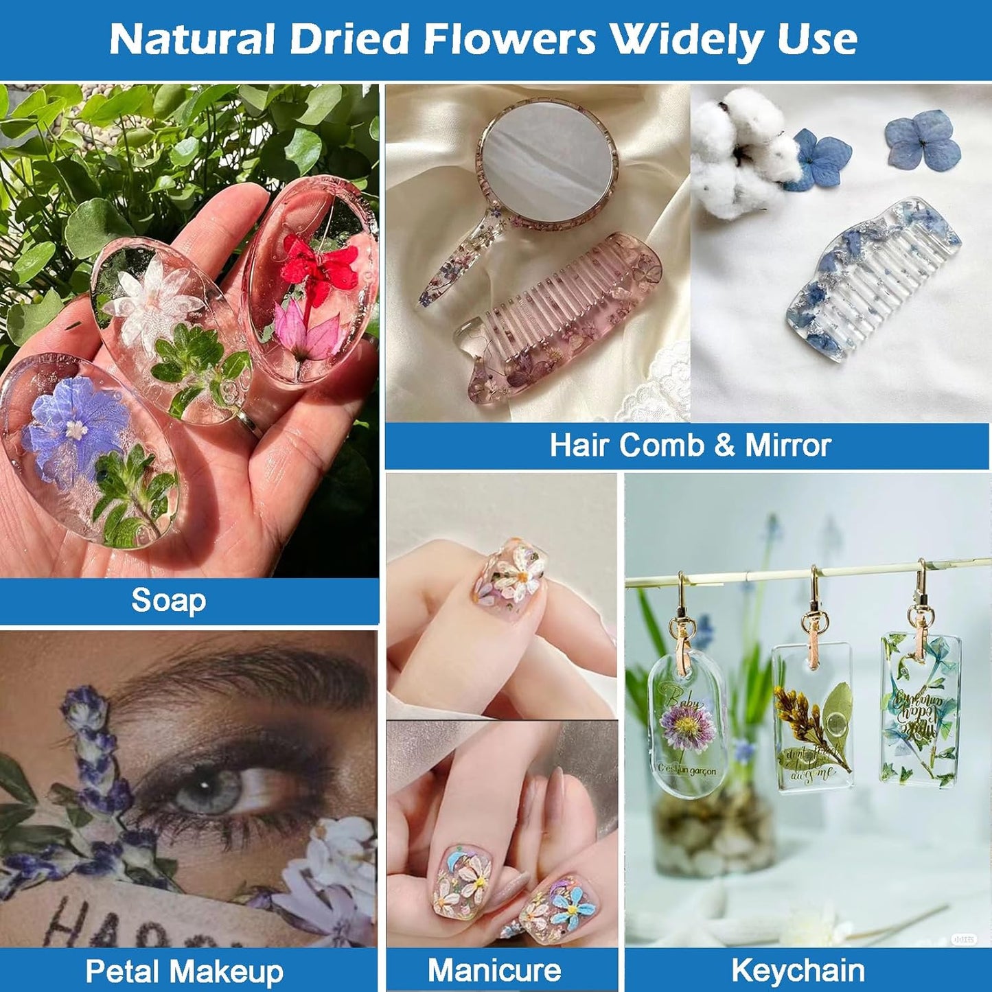 Flowers for Resin Model, Real Pressed Flowers Dry Leaves Bulk Natural Herbs Kit for Scrapbooking DIY Art