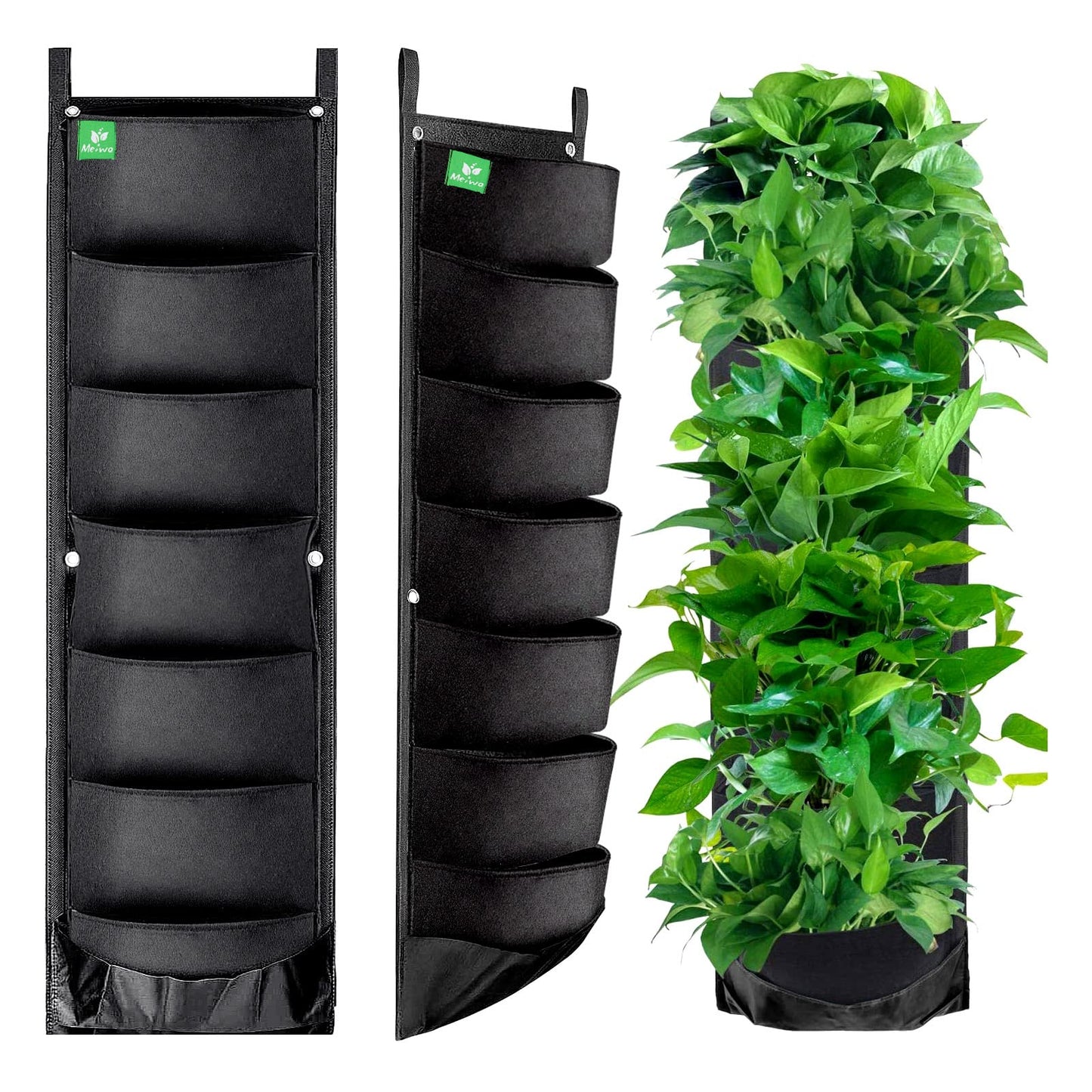 Meiwo New Upgraded Deeper and Bigger 7 Pocket Hanging Vertical Garden Wall Planter For Yard Garden Home Decoration
