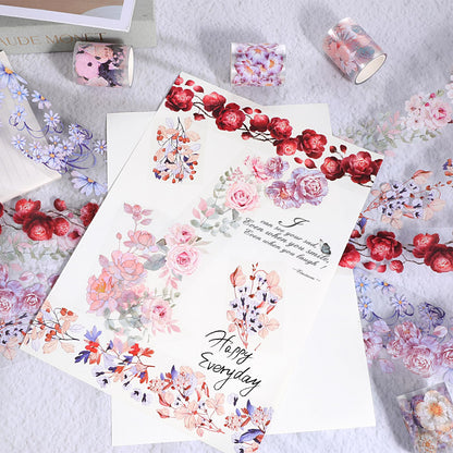 Exclaith 12 Rolls Floral PET Tape for Journaling and Scrapbooking Aesthetic Washi Tapes Floral Journaling Tape for Art Crafts, Aesthetic Washi Tapes Scrapbooking Supplies