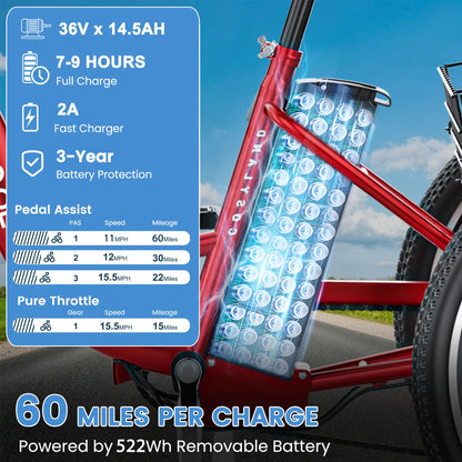 MOONCOOL Electric Tricycle for Adults, 350W 36V Removable Battery, 7 Speeds 3 Wheels Electric Trikes with Large Basket Up to 60Miles