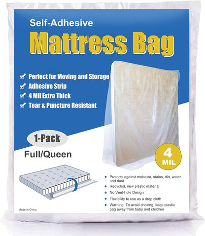 ComfortHome 4 Mil Extra Thick Sealable Mattress Bag with Adhesive Strip for Moving and Storage, Heavy Duty, Fits Twin