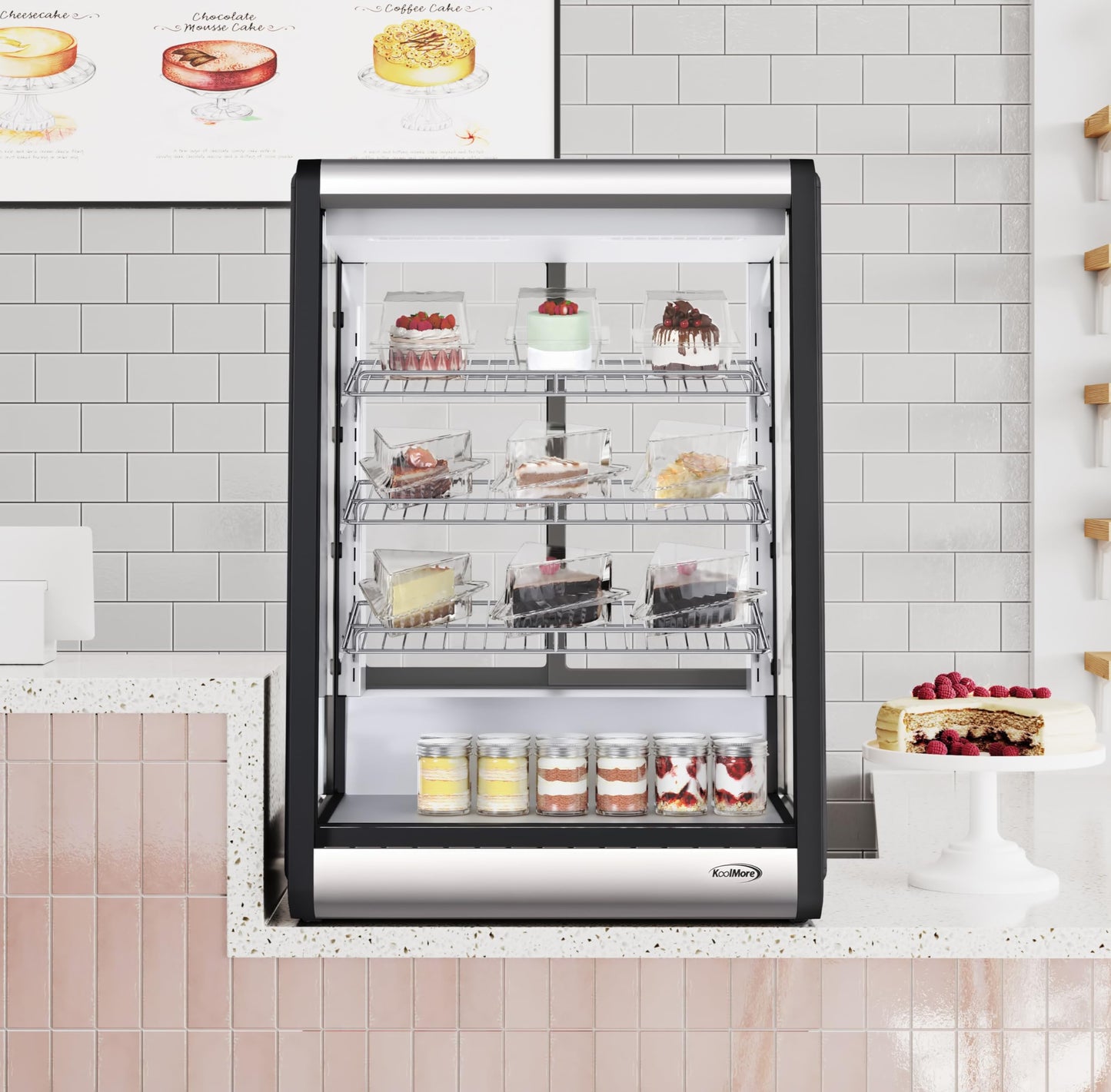 KoolMore CDC-49-SS 24 in. 4 Tier Commercial Countertop Bakery Display Refrigerator in Stainless-Steel