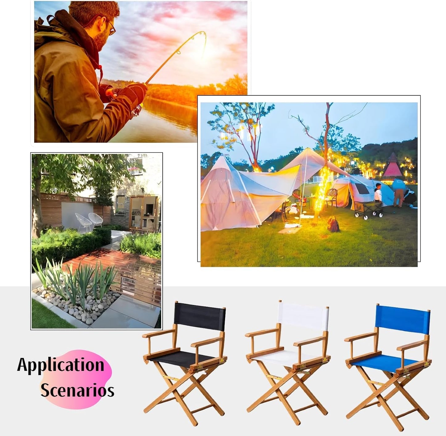 21.2" 16.1" Director Chair Canvas Replacement with Wood Stick, L x W Portable Cover for Directors Chair, Casual Home