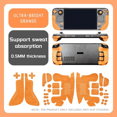 Luck&Link Controller Grip for Steam Deck OLED&LCD,Textured Skin kit,Anti-Skid Sweat-Absorbent Controllers Handle Grips, Buttons,Triggers,D-pad(Ultra-Bright Orange)