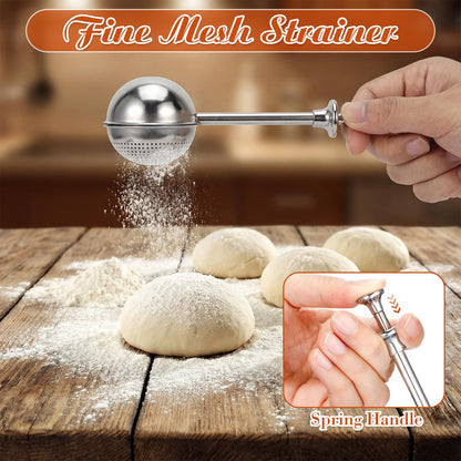Teecyhooo 10 Pcs Stainless Steel Pastry Biscuit Cutter Set Include 3 Cup Flour Sifter Biscuit Cutter Pastry Scraper Dough Scraper Silicone Baking Mat Fine Mesh Strainer for Cooking Cookies Donuts Cake