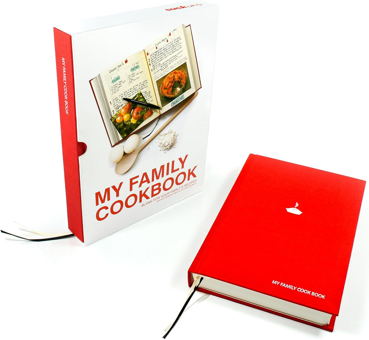 Suck UK My Family Cookbook | Blank Recipe Book to Write Your Own Recipes | Red Family Recipe Book