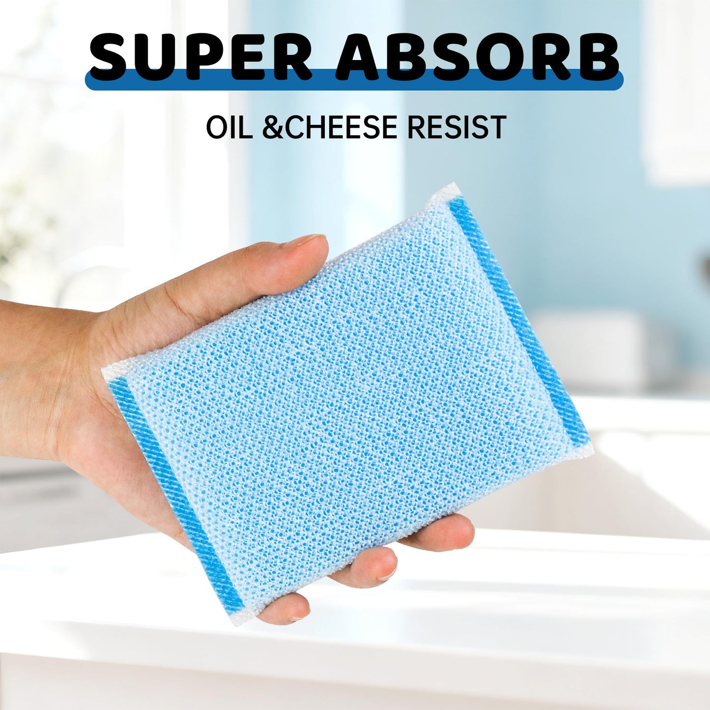 20 Pack All-Purpose Kitchen Sponges, Non Scratch, for Washing and Cleaning Dishes, Non-Stick Cookware, Premium Scrubbers, Ideal for Kitchen, Bathroom