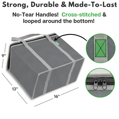 XL Insulated Reusable Grocery Bags (2-Pack) - Premium Quality Cooler Bags with Hard Bottom Insert - Stands Upright, Machine Washable, Sturdy Zipper - Insulated Bag for Warm or Cold Food Delivery Bag