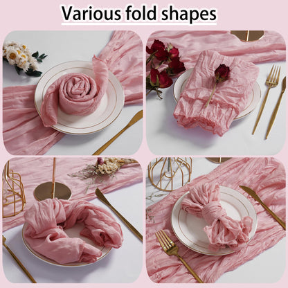 LZY 120 Pack Gauze Cheesecloth Napkins 20x20 Inch Dinner Cloth Napkins, Soft Boho Table Napkins Rustic Wrinkled Cheese Cloth Napkins Bulk for Wedding Party Baby Shower Event Decor (Dusty Pink)