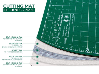 Elan Cutting Mat A2 Green, Self Healing Cutting Mat 18x24 Inch, 5-Ply Craft Board Green, Hobby Board for Crafts 18x24 Inch