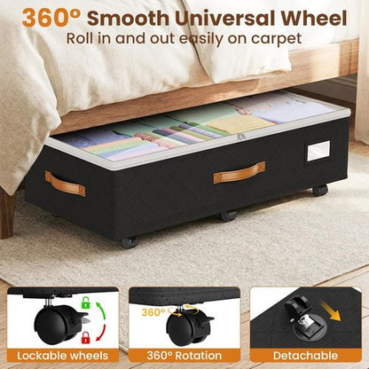Budding Joy Under Bed Storage Containers - 90L Capacity with Wheels | 2-Pack for Easy Organization