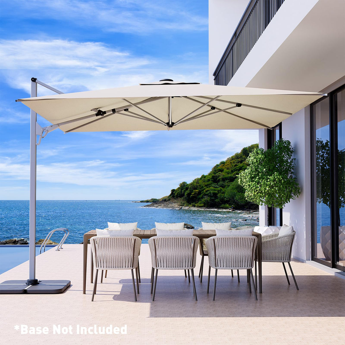 COSIEST 10'x10' Patio Umbrella Cantilever Outdoor Rectangular Offset Umbrella with 360°Rotation, Double Top Heavy Duty Windproof Aluminum Frame for Pool Garden Deck Backyard