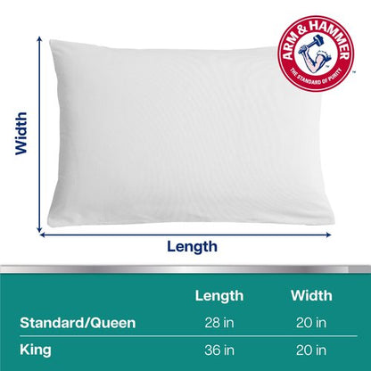 Arm & Hammer Soft Terry Body Pillow Protector, Waterproof, Zipper Closure, White, Standard/Queen, 2-Pack