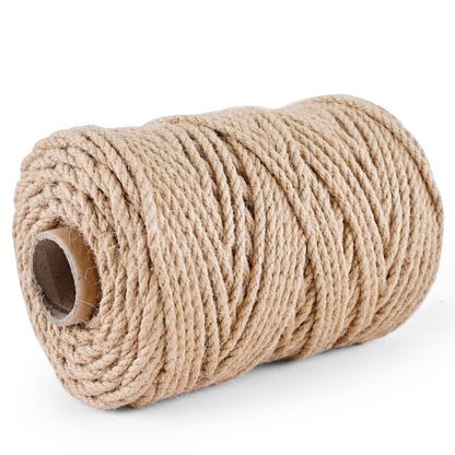 Natural Jute Twine 656ft 4mm,3Ply Twisted Thick Twine Rope Strong Jute String Roll for Crafts Gift Wrapping Gardening Home Decor Bundling Cat Scratching Post