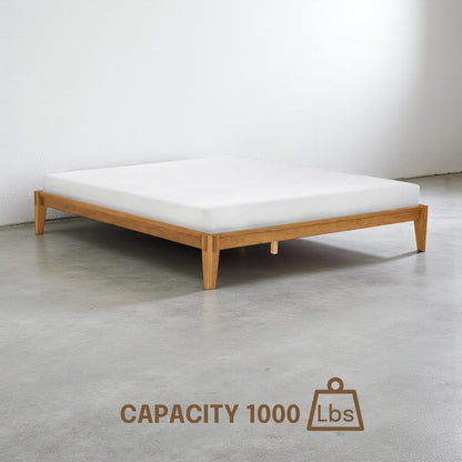 NTC Sapa Solid Wood Platform Bed Frame – Minimalist, Japanese Joinery, No Box Spring Needed, Silent Slats, Easy Assembly – King – Teak Look