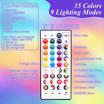 164FT 35 500 Christmas Lights Outdoor, Colors Changing LED Easter String Lights Green Wire Remote Timer, Waterproof