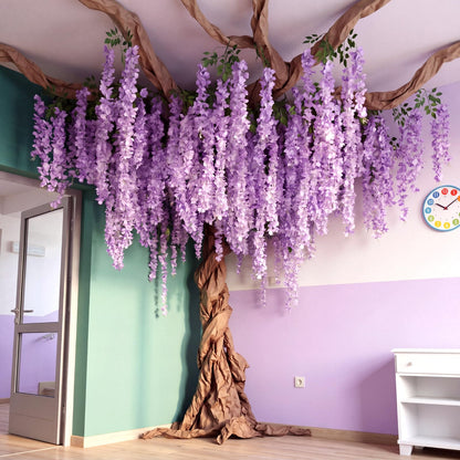 Giegxin DIY Wisteria Tree Hanging Flowers Branches 3D Paper Blossom Tree for Home Classroom Wall Spring Decor Fake Ceiling Flowers 20 Wisteria Branches for Indoor Bedroom Forest Background(Pruple)