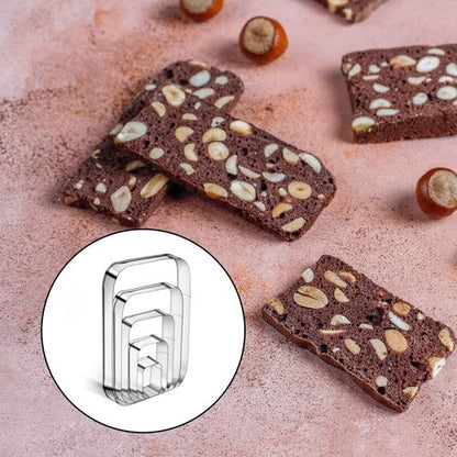 5PCS Rounded Rectangle Cookie Cutter Stainless Steel Rectangle Cookie Mold Biscuit Molds Pastry Molds Fondant Cutter Set (5 Inch 4 Inch 3 Inch 2 Inch 1 Inch)
