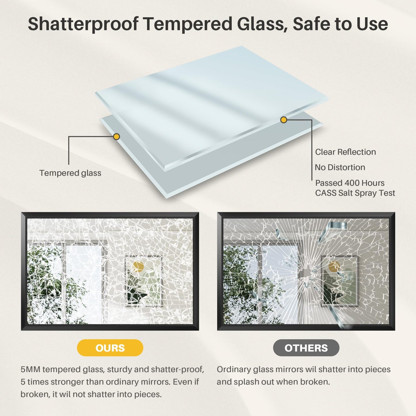 Briivue 60x40 Inch Black Bathroom Mirror for Wall, Thick Metal Framed Rectangle Mirrors for Over Sink, Bedroom, Living Room, Entryway, Anti-Rust, HD Tempered Glass