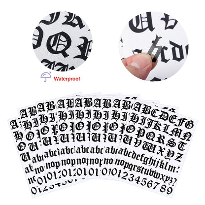 Teling 8 Sheets Letter Stickers Vinyl Old English Alphabet Number Stickers Self Adhesive Stick on Letters for Graduation Scrapbooking DIY Art Business Mailboxes Address Craft(1 Inch,Black)