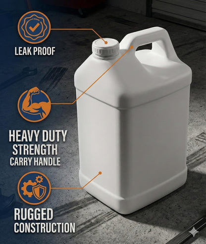 kitchentoolz 2.5 Gallon Water Jug – Heavy-Duty HDPE Carboy for Automotive Used Oil & Liquid Storage – 10 Quart Mixing Container with Secure Lid – Made in USA - White