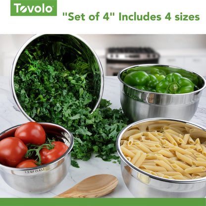 Tovolo Large Stainless Steel Mixing Bowl 5 Quart Metal Mixing Bowl for Baking Kitchen Prep with Easy Pour Rounded Lip, Dishwasher Safe Deep Metal Bowl Design for Salads, Popcorn, Kneading Bread Dough