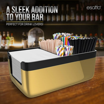12 12 Esatto Professional Bar Products Premium Bar Caddy (Gold), Used to Easily Organize Bar Items and Workspace